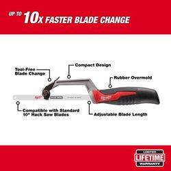 Milwaukee 10 in. Bi-Metal Adjustable Hacksaw Black/Red 1 pc