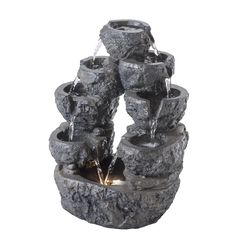 Alpine Polyresin Gray Fountain with LED Light