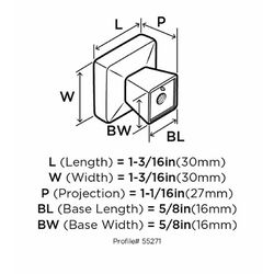 Amerock Blackrock Collection Square Cabinet Knob 1 in. Satin Nickel 1 pk
