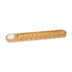 Lipper International Brown/White Bamboo/Ceramic Rustic Server With Dip Bowl 1 pk