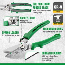 SK Tools Arrow Fastener 10.04 in. Forged Alloy Steel Aviation Snips