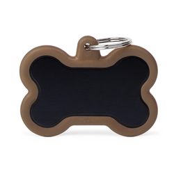 MyFamily Hushtag Black/Brown Bone Aluminum Dog Pet Tags X-Large