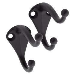 National Hardware Medium Matte Black Steel 6.69 in. L Coat/Hat Hook 35 lb 2 pk