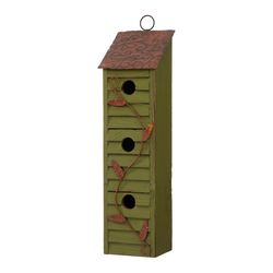 Glitzhome 18 in. H X 4 in. W X 5 in. L Metal and Wood Bird House