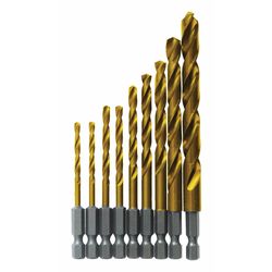 Bosch Impact Tough Assorted Titanium Nitride Drill Bit Set Hex Shank 9 pc
