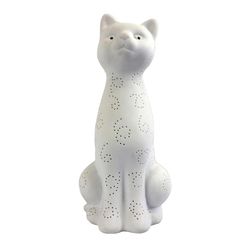 All The Rages Simple Designs 11 in. White Cat Shaped Table Lamp