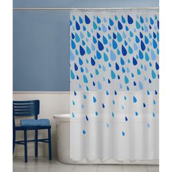 Zenna Home 72 in. H X 70 in. W Blue Raindrops Shower Curtain PEVA