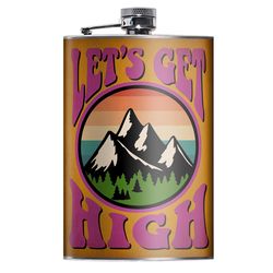 Lucky Jack 8 oz Stainless Steel Get High Hip Flask