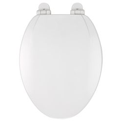 Croydex Slow Close Elongated White Molded Wood Toilet Seat
