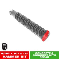 Diablo 9/16 in. X 12 in. L Carbide Tipped 2-Cutter Hammer Drill Bit SDS-Plus Shank 1 pk