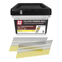 Grip-Rite 3 in. L X 11 Ga. Angled Strip Bright Framing Nails 21 deg 1000 pk