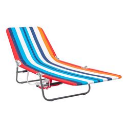 RIO Brands Silver Steel Frame Foldable Chaise Lounge Multicolored