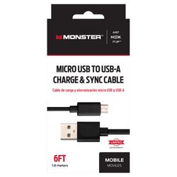 Monster Just Hook It Up USB A to Micro USB Charge and Sync Cable 6 ft. Black
