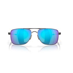 Oakley Gauge Sunglasses Unisex Matte Gunmetal Frame Blue Lens
