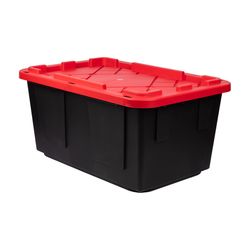 Greenmade 27-gal Black/Red Storage Tote 14.7 in. H X 30.5 in. W X 20.5 in. D Stackable