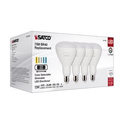 Satco BR40 E26 (Medium) LED Bulb Tunable White/Color Changing 75 Watt Equivalence 4 pk