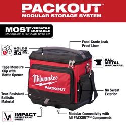 Milwaukee Packout Ballistic Nylon Jobsite Cooler Utility Bag 6 pocket Black/Red 1 pc
