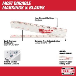 Milwaukee 78 in. L X 1-3/8 in. W Plastic Folding Rule SAE
