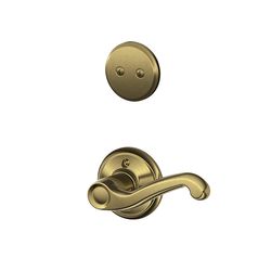 Schlage F Series Flair Antique Brass Handleset 1-3/4 in.