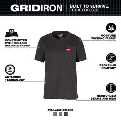 Milwaukee Gridiron XL Short Sleeve Women's Round Neck Black Tee Shirt