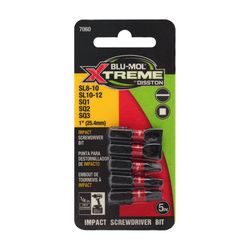 Blu-Mol Xtreme Assorted 1 in. Impact Driver Bit Set S2 Tool Steel 5 pc