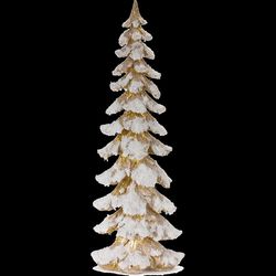 Good Tidings White/Gold Flocked Table Decor 26 in.