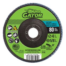 Gator 4 in. D X 5/8 in. Zirconia Aluminum Oxide Flap Disc 80 Grit 1 pk
