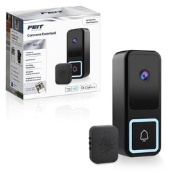 Feit Black Plastic Wired Smart-Enabled Video Doorbell