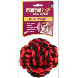 Multipet Nuts for Knots For Dog Assorted Cotton Rope Ball with Tug Dog Toy Small 1 pk