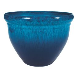 HC Companies Pizzazz 6.75 in. H X 9 in. D Polyresin Glaze Planter Admiral Blue