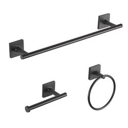 OakBrook Collection Matte Black Zinc Towel Bar Set
