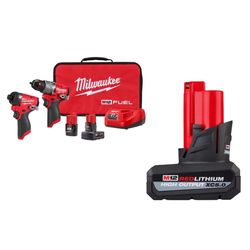 Milwaukee M12 FUEL Hammer Drill Impact Driver Combo Kit with M12 5Ah Battery Pack