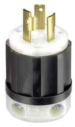 Leviton Industrial Thermoplastic Curved Blade/Ground Locking Plug L6-30P 16-8 AWG