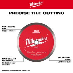 Milwaukee 4-1/2 in. D X 7/8-5/8 in. Continuous Tile Diamond Diamond Saw Blade 1 pk
