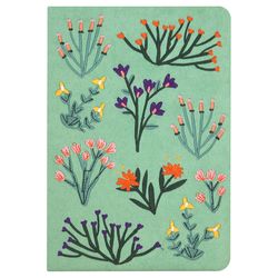 Denik 6 in. W X 8 in. L Sewn Bound Green Petite Blooms Embroidered Journal Notebook