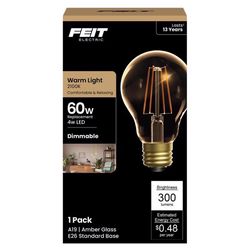 Feit A19 E26 (Medium) LED Bulb Amber Soft White 60 Watt Equivalence 1 pk