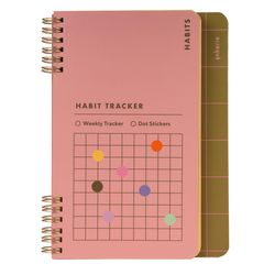 Kikkerland 6 in. W X 8 in. L Spiral Green Habit and Goals Tracker Notebook