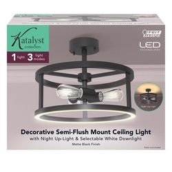 Feit 54 in. H X 15 in. W X 15 in. L Matte Black LED Ceiling Light Fixture