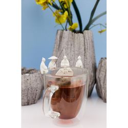 Kikkerland White Silicone/Stainless Steel Tea Bag Holder