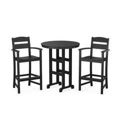 POLYWOOD Ivy Terrace 3 pc Black Plastic Bar Height Set