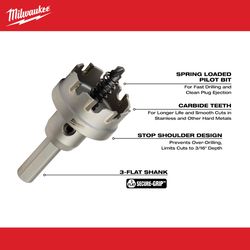 Milwaukee 1/4 in. Carbide Grit Brad/Pilot Point 1-3/8 in. L X 3/8 in. D Hole Cutter