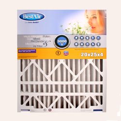 BestAir 20 in. W X 25 in. H X 4 in. 13 MERV Pleated Air Filter 1 pk