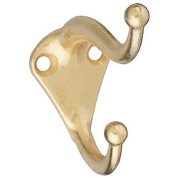 National Hardware 2.75 in. L Brass Gold Zinc Coat/Hat Hook 35 lb. cap. 1 pk