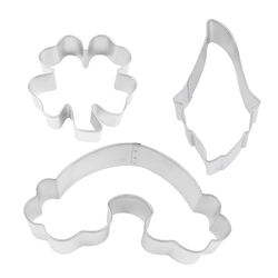 R&M International Corp St Patricks Day Cookie Cutter Set Silver 3 pc