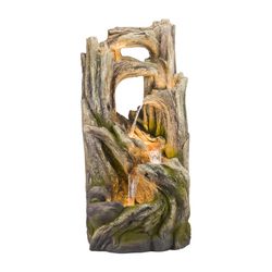 Alpine Polyresin Brown Tree Bark Tiered Fountain
