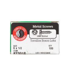HILLMAN No. 6 Ga. X 1/2 in. L Slotted Hex Washer Head Sheet Metal Screws 100 pk