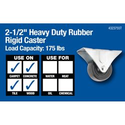 Titan 2.5 in. D No Thermoplastic Rubber Rigid Caster 175 lb 1 pk