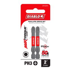 Diablo Phillips 2 in. L #3 Driver Bit 2 pc