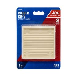 Ace Rubber Furniture Cups White Square 3 in. W X 3 in. L 2 pk