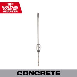 Milwaukee 3/8 in. X 18 in. L Carbide Core Bit Adapter SDS-Plus Shank 1 pk